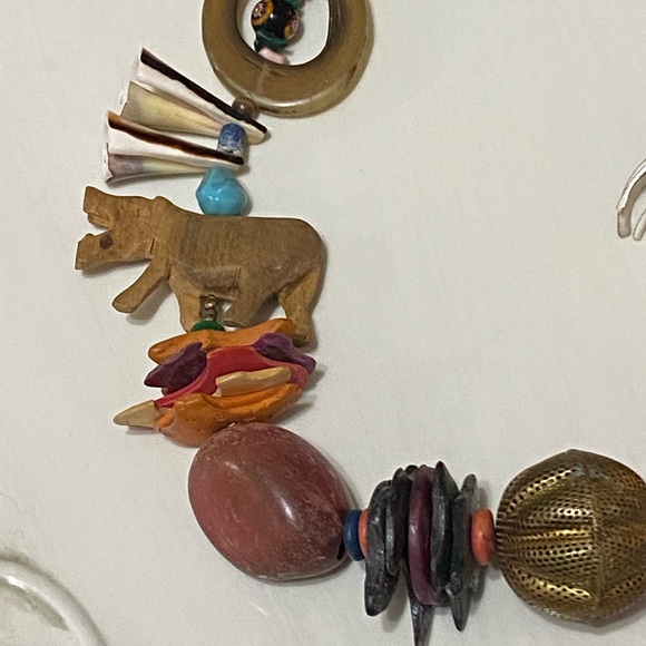 3/22 Unique Vintage Coco Shell Wood Necklace / Boho - Picture 10 of 12